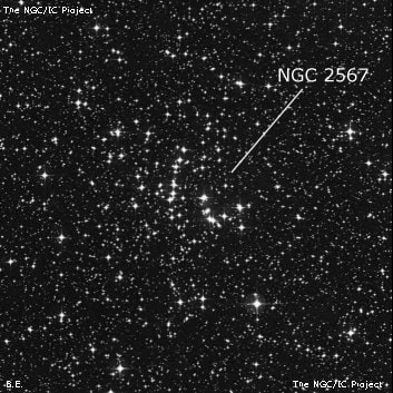 NGC 2567 - рассеянное скопление звёзд. Описание NGC 2567:, Рассеянное скопление в созвездии Корма