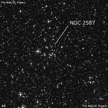 NGC 2587 - рассеянное скопление звёзд. Описание NGC 2587:, Рассеянное скопление в созвездии Корма