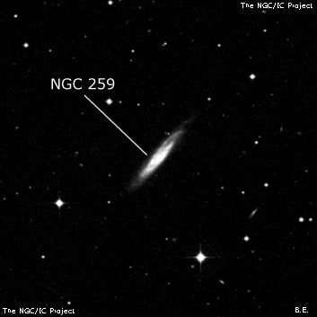 NGC 259 - галактика. Описание NGC 259:, Галактика в созвездии Кит