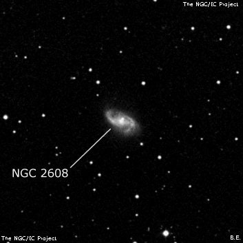 NGC 2608 - спиральная галактика с баром. Описание NGC 2608:, Галактика в созвездии Рак