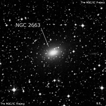 NGC 2663 - эллиптическая галактика. Описание NGC 2663:, Галактика в созвездии Компас