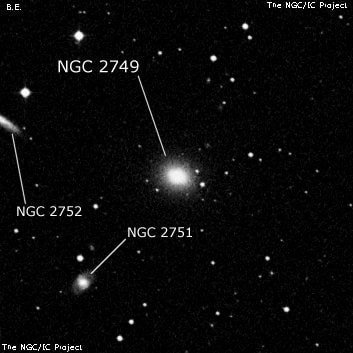 NGC 2749 - эллиптическая галактика. Описание NGC 2749:, Галактика в созвездии Рак