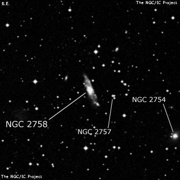 NGC 2758 - спиральная галактика. Описание NGC 2758:, Галактика в созвездии Гидра