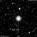 NGC 278 - спиральная галактика с баром. Описание NGC 278:, Галактика в созвездии Кассиопея