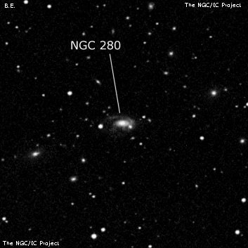 NGC 280 - спиральная галактика с баром. Описание NGC 280:, Галактика в созвездии Андромеда