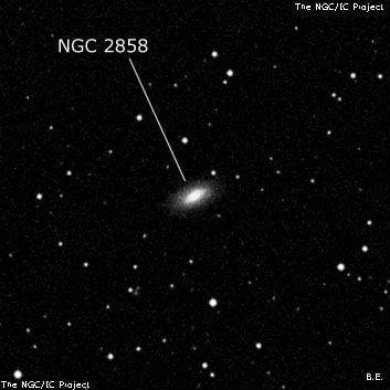 NGC 2858 - линзовидная галактика. Описание NGC 2858:, Галактика в созвездии Гидра