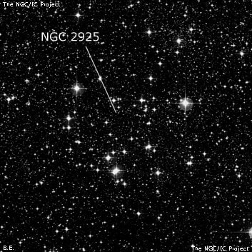 NGC 2925 - рассеянное скопление звёзд. Описание NGC 2925:, Рассеянное скопление в созвездии Паруса