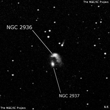 NGC 2936 - эллиптическая галактика. Описание NGC 2936:, Галактика в созвездии Гидра