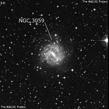 NGC 3059 - спиральная галактика с баром. Описание NGC 3059:, Галактика в созвездии Киль