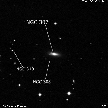 NGC 307 - линзовидная галактика. Описание NGC 307:, Галактика в созвездии Кит
