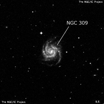 NGC 309 - спиральная галактика с баром. Описание NGC 309:, Галактика в созвездии Кит
