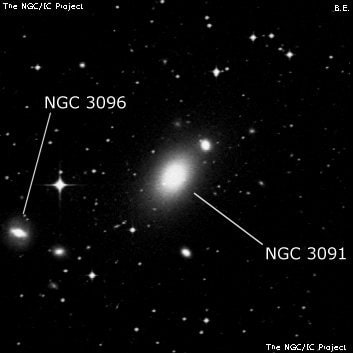 NGC 3091 - эллиптическая галактика. Описание NGC 3091:, Галактика в созвездии Гидра