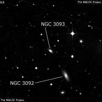 NGC 3093 - эллиптическая галактика. Описание NGC 3093:, Галактика в созвездии Секстант