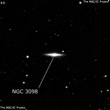 NGC 3098 - линзовидная галактика. Описание NGC 3098:, Галактика в созвездии Лев