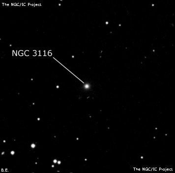NGC 3116 - эллиптическая галактика. Описание NGC 3116:, Галактика в созвездии Малый Лев