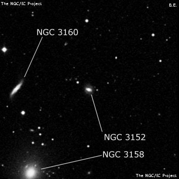 NGC 3152 - спиральная галактика с баром. Описание NGC 3152:, Галактика в созвездии Малый Лев