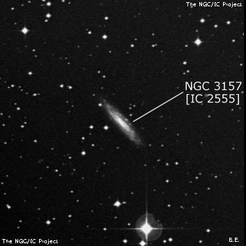 NGC 3157 - спиральная галактика с баром. Описание NGC 3157:, Галактика в созвездии Насос