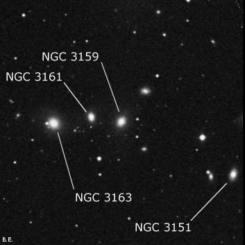 NGC 3159 - эллиптическая галактика. Описание NGC 3159:, Галактика в созвездии Малый Лев