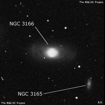 NGC 3166 - спиральная галактика с баром. Описание NGC 3166:, Галактика в созвездии Секстант