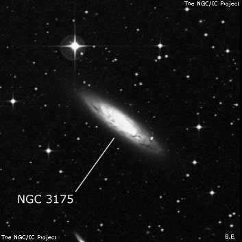 NGC 3175 - спиральная галактика с баром. Описание NGC 3175:, Галактика в созвездии Насос