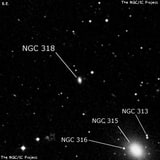 NGC 318 - линзовидная галактика. Описание NGC 318:, Галактика в созвездии Рыбы