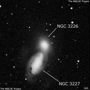 NGC 3226 - эллиптическая галактика. Описание NGC 3226:, Галактика в созвездии Лев