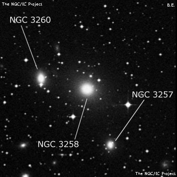 NGC 3258 - эллиптическая галактика. Описание NGC 3258:, Галактика в созвездии Насос