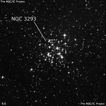 NGC 3293 - рассеянное скопление звёзд. Описание NGC 3293:, Рассеянное скопление в созвездии Киль