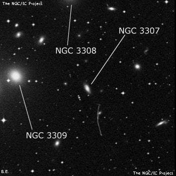 NGC 3307 - спиральная галактика с баром. Описание NGC 3307:, Галактика в созвездии Гидра