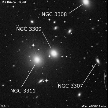 NGC 3309 - эллиптическая галактика. Описание NGC 3309:, Галактика в созвездии Гидра