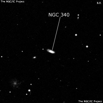 NGC 340 - спиральная галактика. Описание NGC 340:, Галактика в созвездии Кит