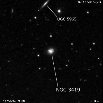 NGC 3419 - спиральная галактика с баром. Описание NGC 3419:, Галактика в созвездии Лев