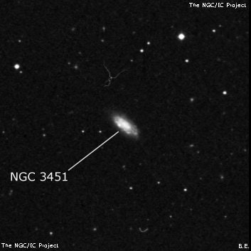 NGC 3451 - спиральная галактика с баром. Описание NGC 3451:, Галактика в созвездии Малый Лев