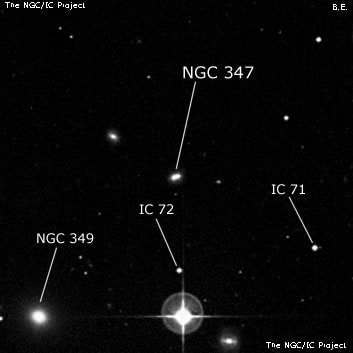 NGC 347 - спиральная галактика. Описание NGC 347:, Галактика в созвездии Кит