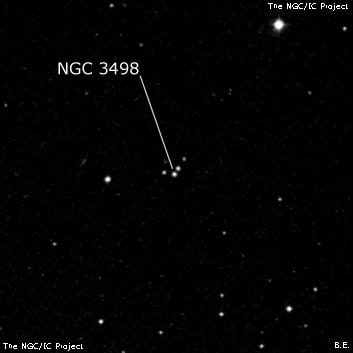 NGC 3498 - три звезды. Описание NGC 3498:, Объект глубокого космоса в созвездии Лев