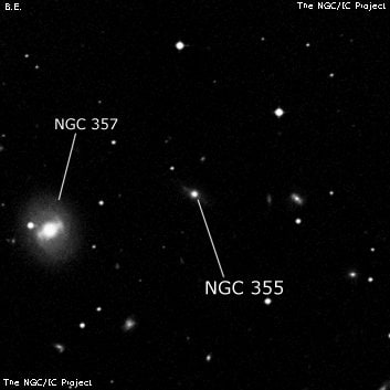 NGC 355 - спиральная галактика с баром. Описание NGC 355:, Галактика в созвездии Кит