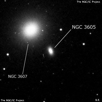 NGC 3605 - эллиптическая галактика. Описание NGC 3605:, Галактика в созвездии Лев