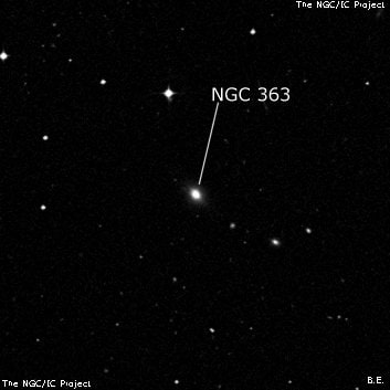 NGC 363 - линзовидная галактика. Описание NGC 363:, Галактика в созвездии Кит