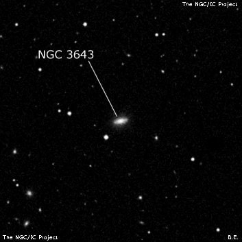 NGC 3643 - спиральная галактика с баром. Описание NGC 3643:, Галактика в созвездии Лев
