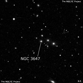NGC 3647 - эллиптическая галактика. Описание NGC 3647:, Галактика в созвездии Лев