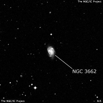 NGC 3662 - спиральная галактика с баром. Описание NGC 3662:, Галактика в созвездии Лев