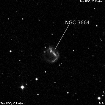NGC 3664 - спиральная галактика с баром. Описание NGC 3664:, Галактика в созвездии Лев