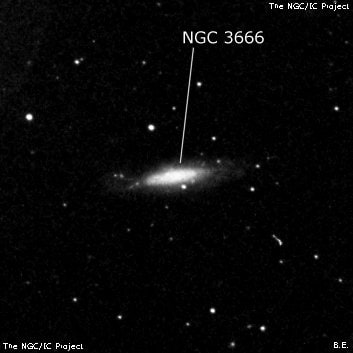 NGC 3666 - спиральная галактика с баром. Описание NGC 3666:, Галактика в созвездии Лев