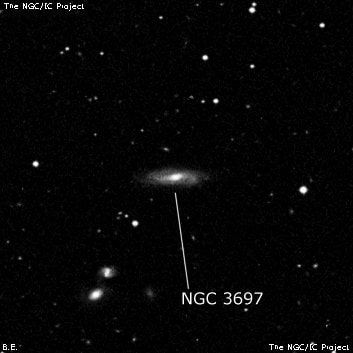 NGC 3697 - спиральная галактика с баром. Описание NGC 3697:, Галактика в созвездии Лев