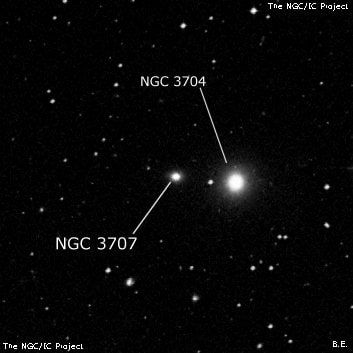 NGC 3707 - эллиптическая галактика. Описание NGC 3707:, Галактика в созвездии Чаша