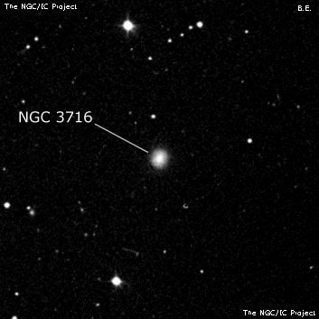 NGC 3716 - линзовидная галактика. Описание NGC 3716:, Галактика в созвездии Лев