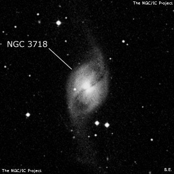 NGC 3718 - спиральная галактика с баром. Описание NGC 3718:, Галактика в созвездии Большая Медведица