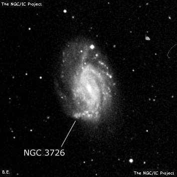 NGC 3726 - спиральная галактика с баром. Описание NGC 3726:, Галактика в созвездии Большая Медведица