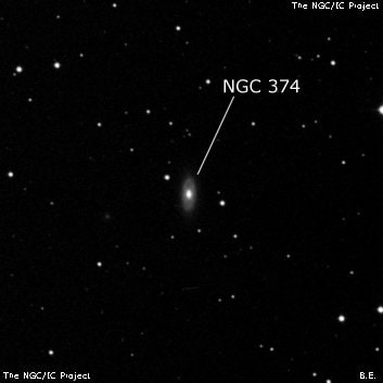 NGC 374 - линзовидная галактика. Описание NGC 374:, Галактика в созвездии Рыбы