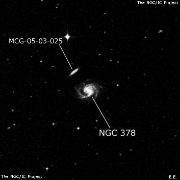 NGC 378 - спиральная галактика с баром. Описание NGC 378:, Галактика в созвездии Скульптор